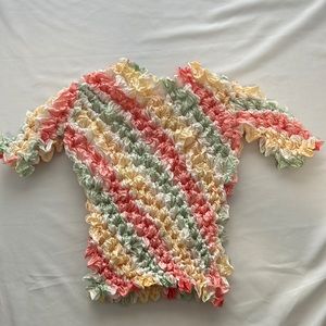 Y2K retro popcorn stretch pullover shirt